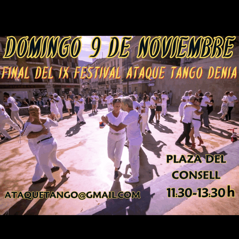 Personas bailando tango en la plaza del Consell.