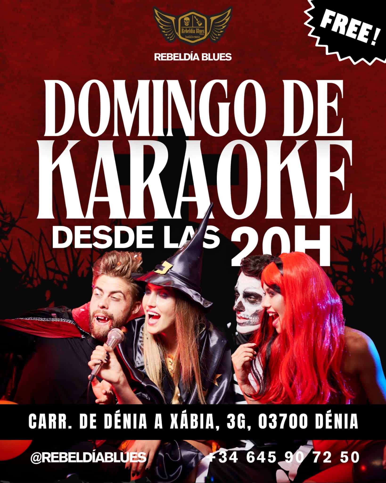 Evento karaoke dominical en Rebeldía Blues Dénia.