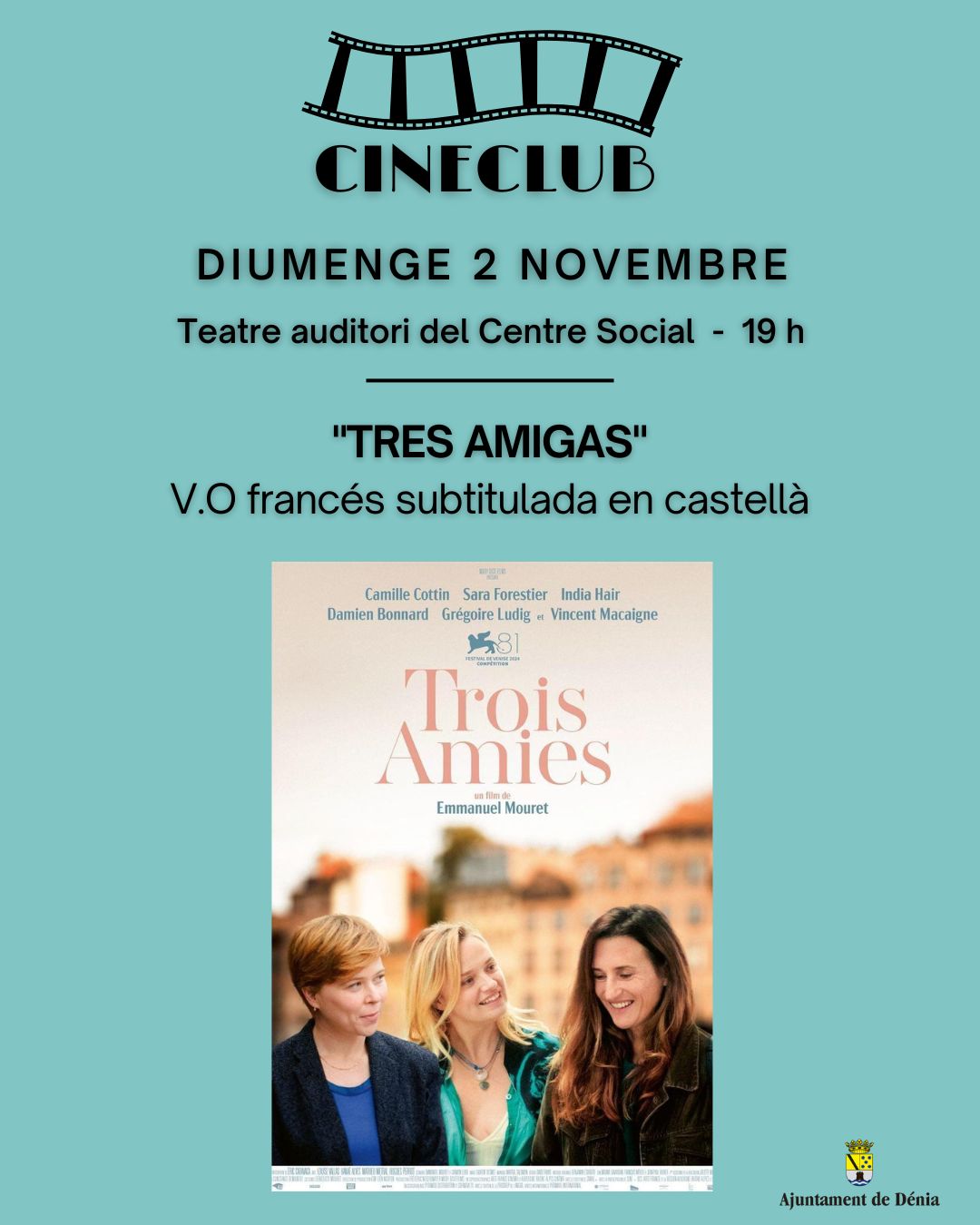 Proyección de 'Tres Amigas' en el Cineclub Dénia.