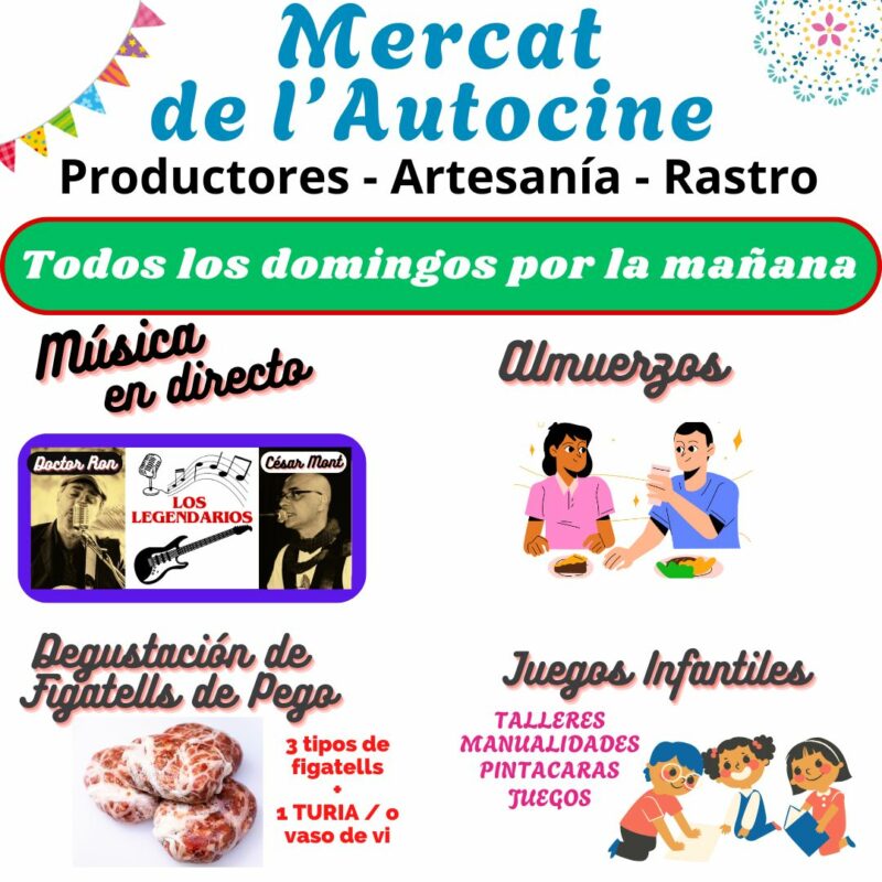 Mercado artesanía, música en directo, almuerzos y juegos.