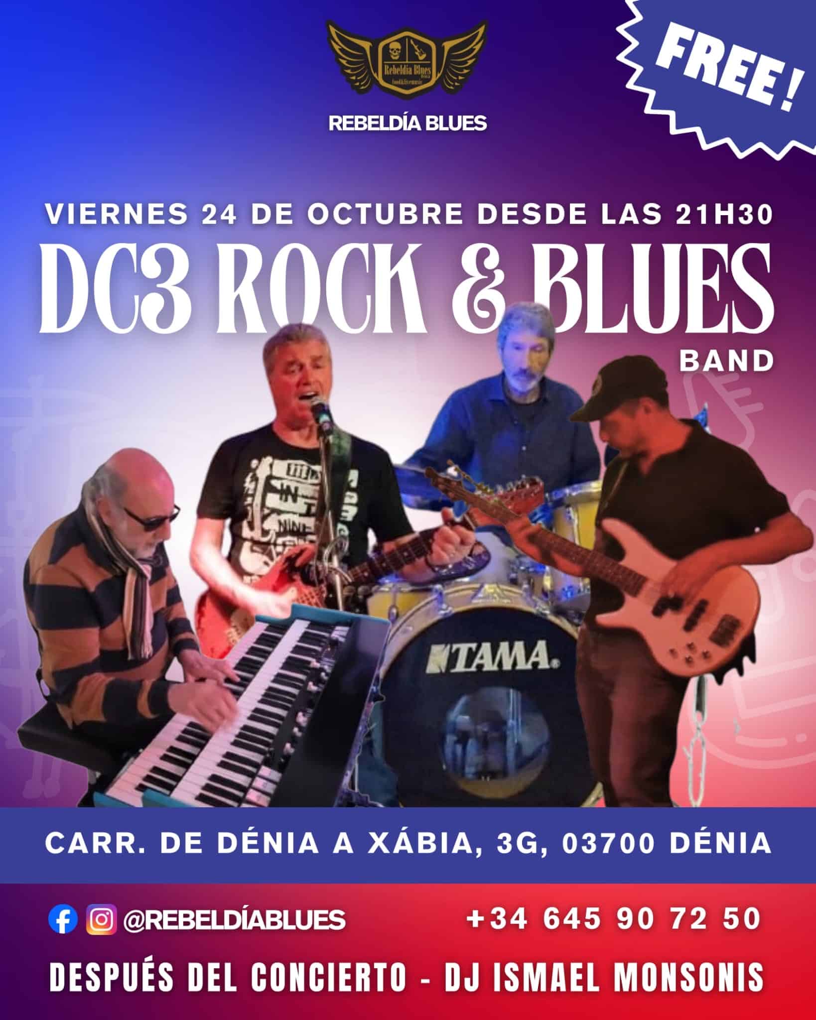 Concierto gratis de DC3 Rock & Blues en Dénia.