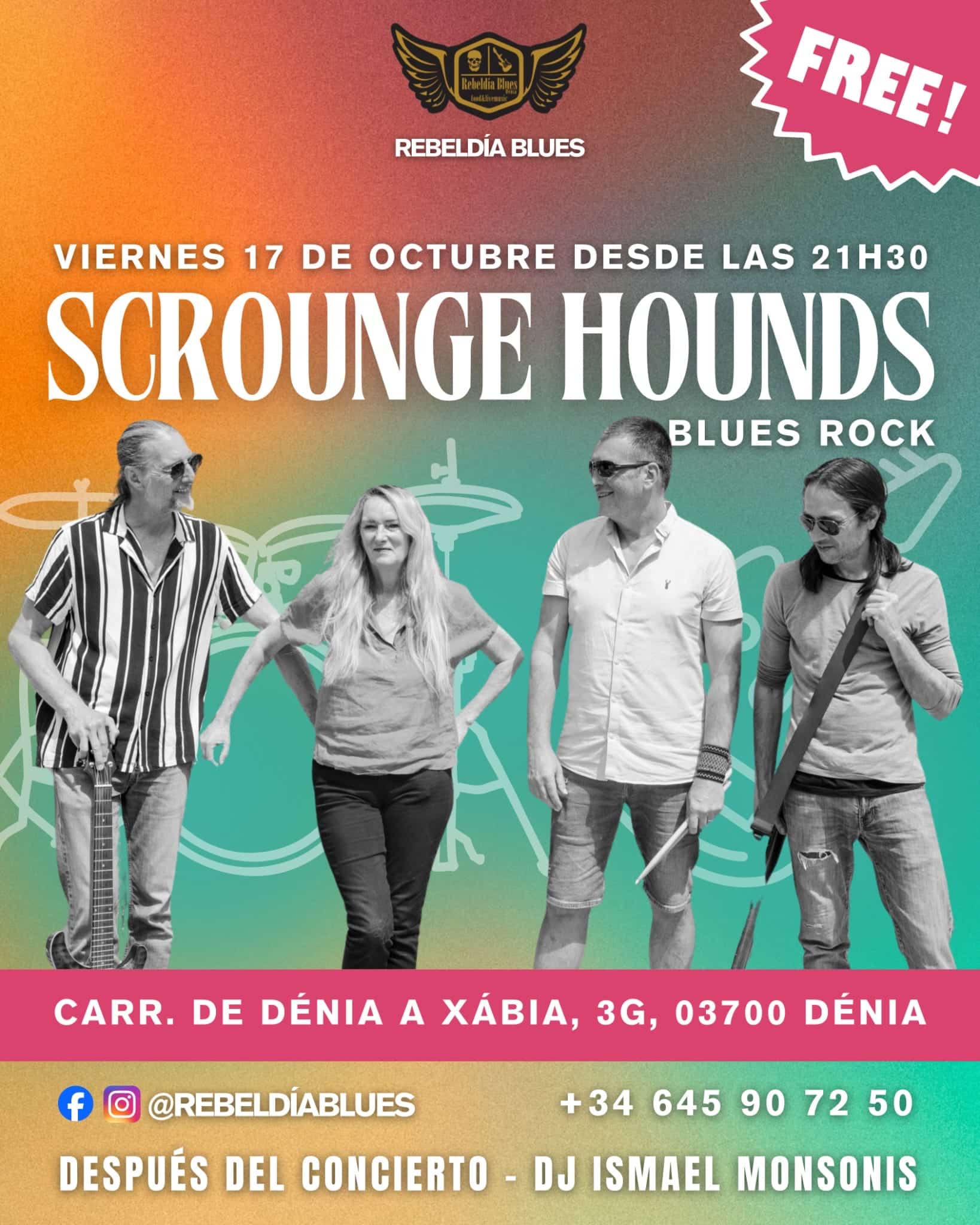 Concierto Scrounge Hounds, viernes en Dénia.
