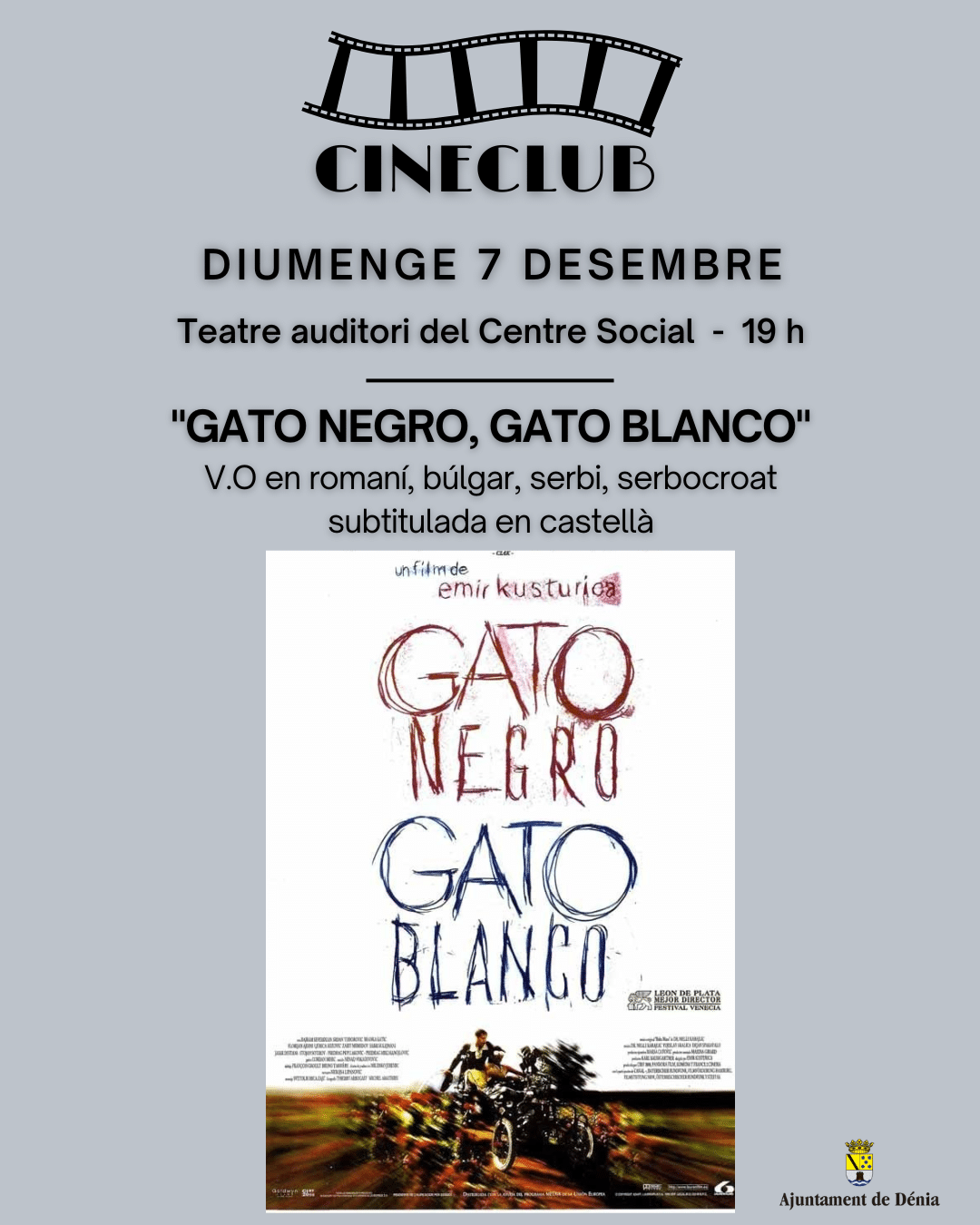 Cartel cineclub: Gato Negro, Gato Blanco.