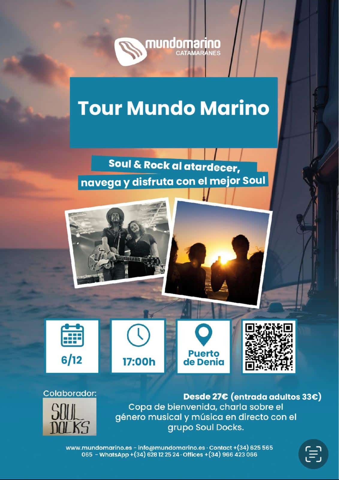 Paseo en catamarán, música soul en Denia, 6 diciembre