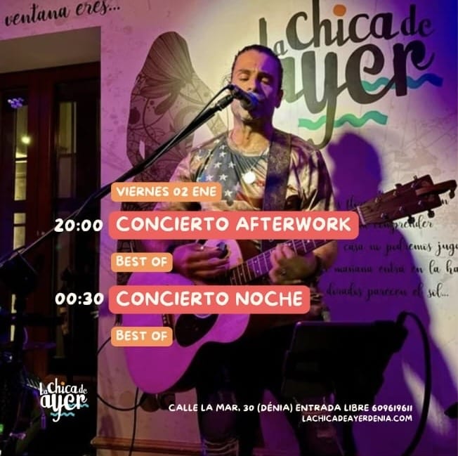 Músico tocando guitarra en concierto La Chica de Ayer