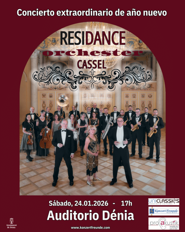 Cartel de concierto extraordinario de Año Nuevo en Dénia