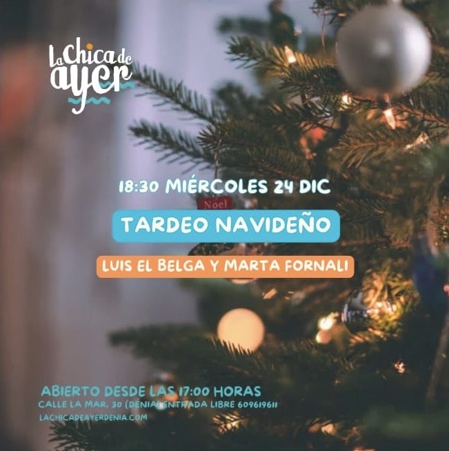 Cartel evento tardeo navideño en La Chica de Ayer