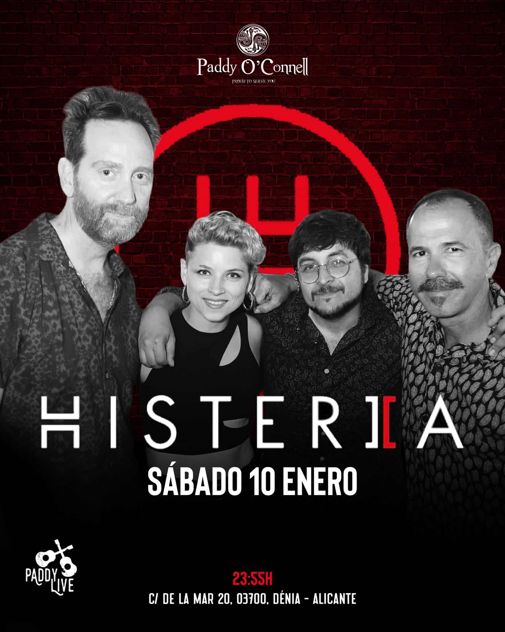 Concierto de Histeria en Paddy O’Connell Dénia