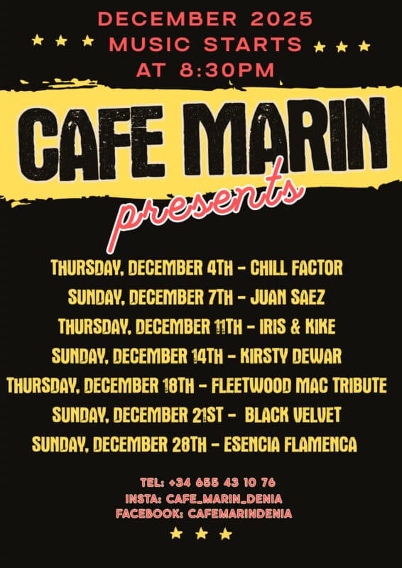 Eventos musicales diciembre 2025 en Café Marin.