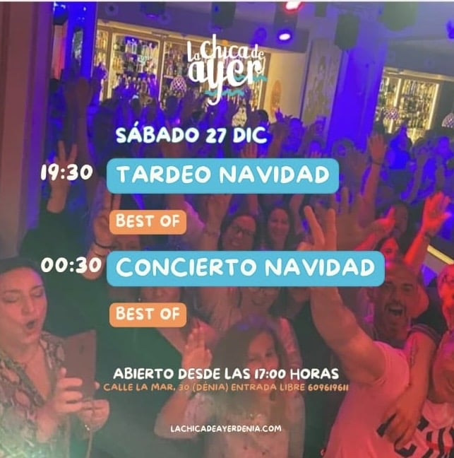 Fiesta navideña en bar La Chica de Ayer Dénia