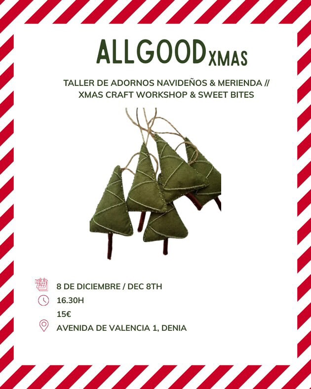 Taller navideño, adornos y merienda en Dénia.