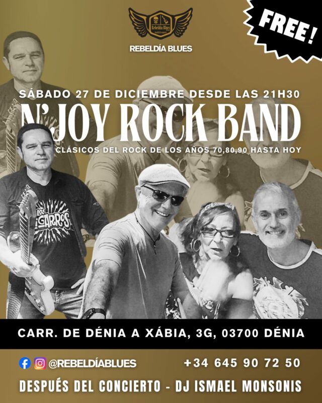 Concierto gratis N'Joy Rock Band en Dénia