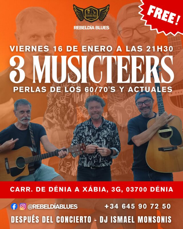 Concierto de 3 Musciteers en Rebeldía Blues Dénia
