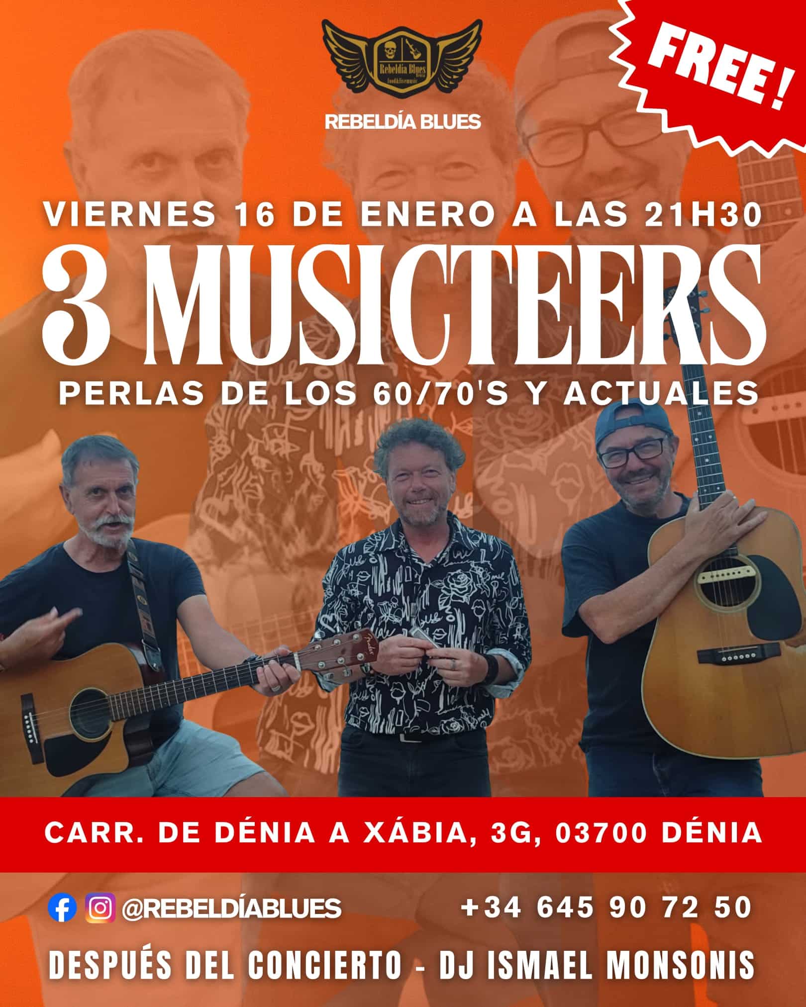 Concierto de 3 Musciteers en Rebeldía Blues Dénia