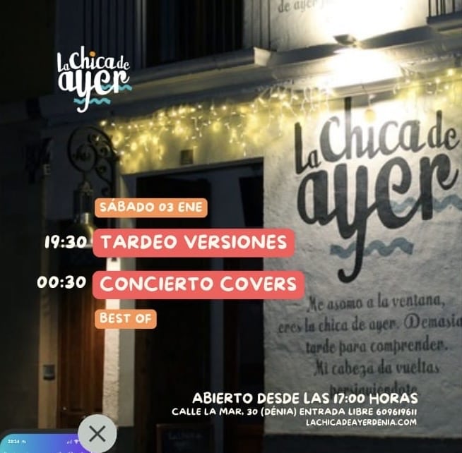 Cartel concierto La Chica de Ayer en Dénia