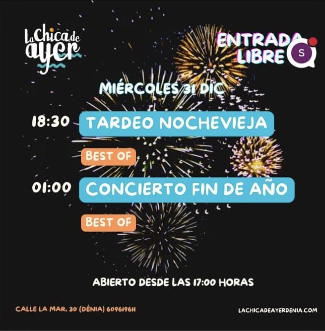 Fiesta Nochevieja con concierto en Dénia