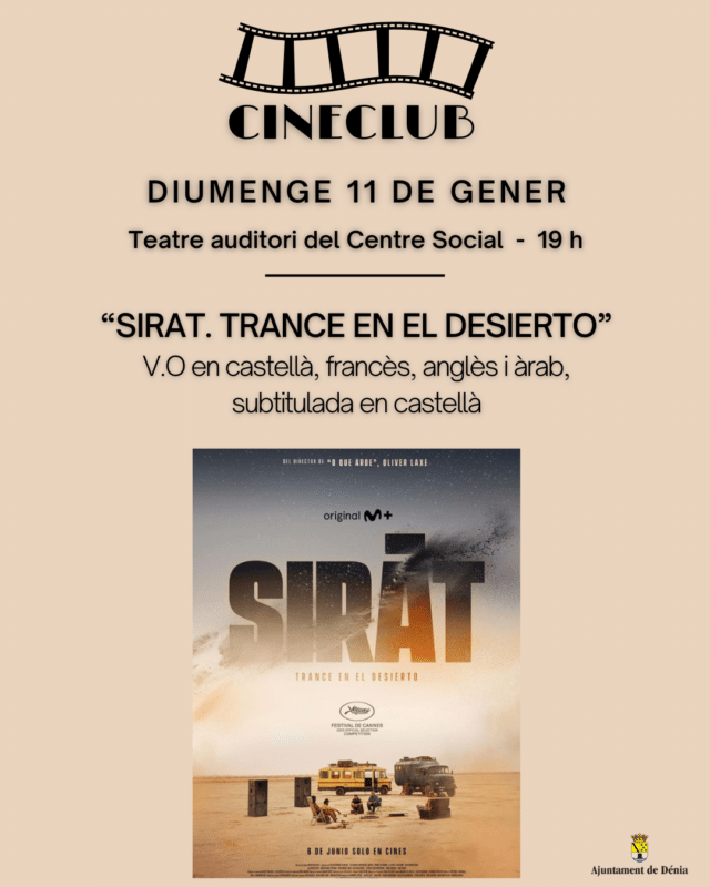 Cartel Cineclub proyección película Sirat en Dénia
