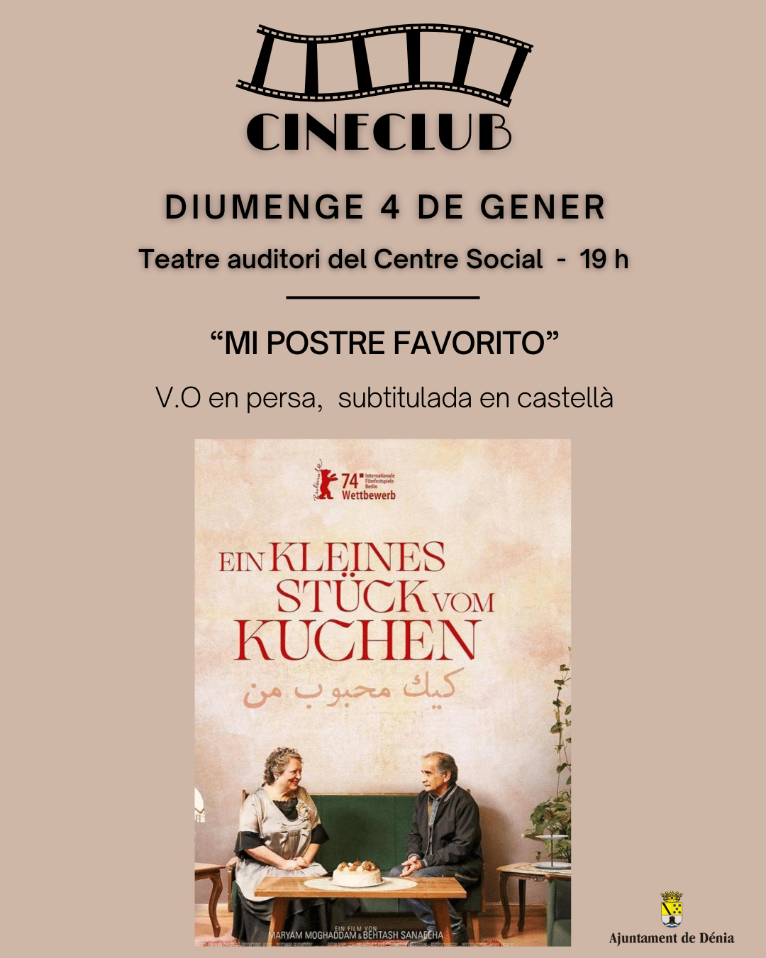 Cartel cineclub Dénia película Mi postre favorito