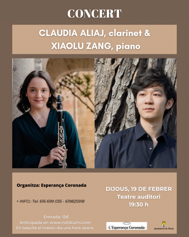 Cartel de concierto de clarinete y piano en Dénia
