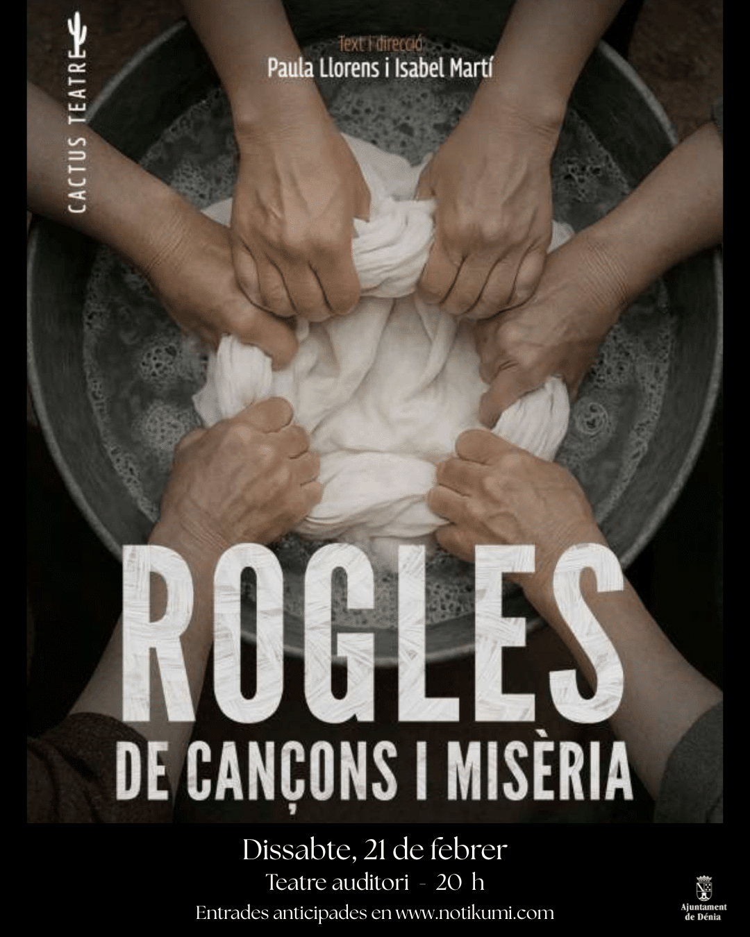 Cartel teatral Rogles de cançons i misèria