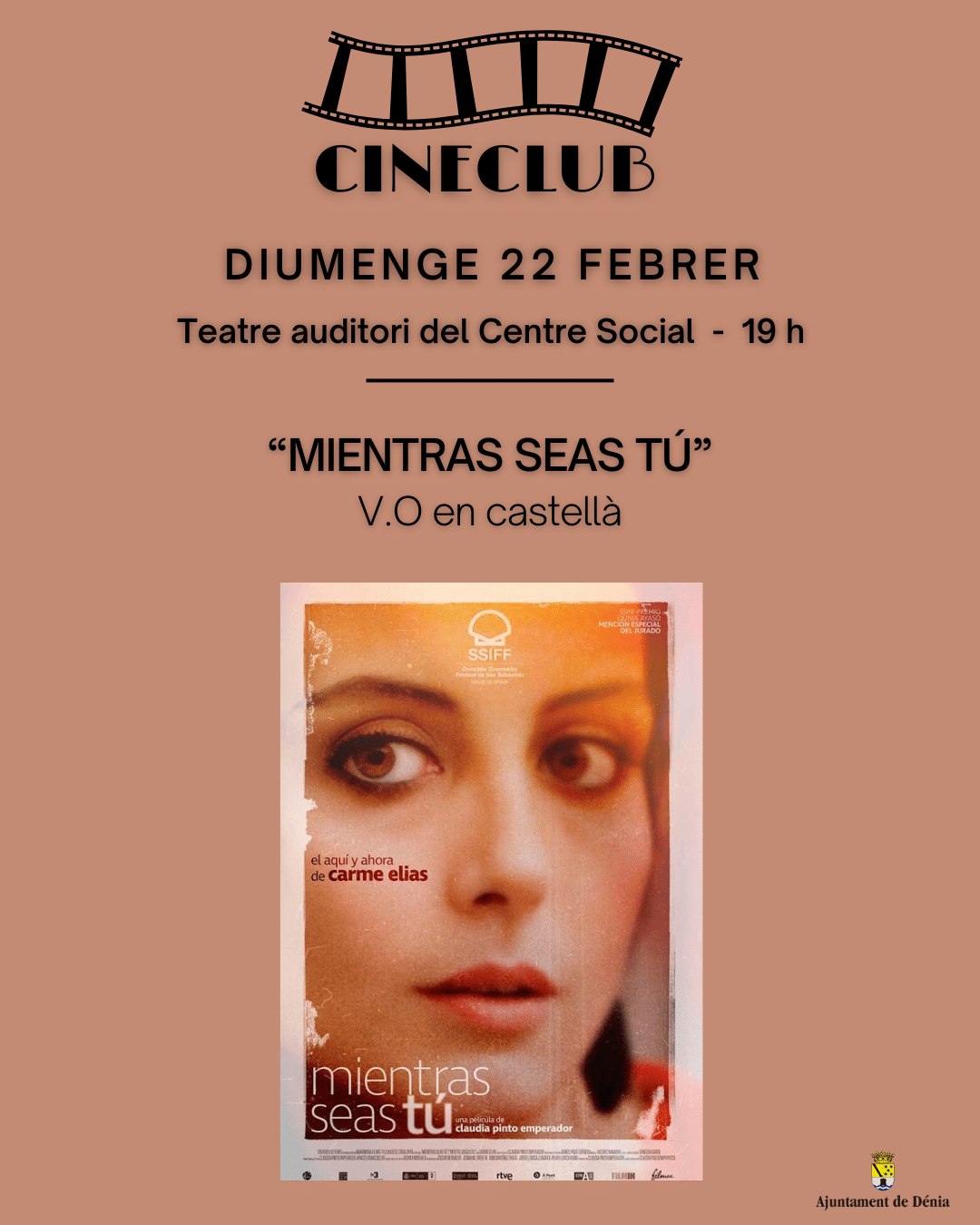 Cartel cineclub Dénia película Mientras seas tú