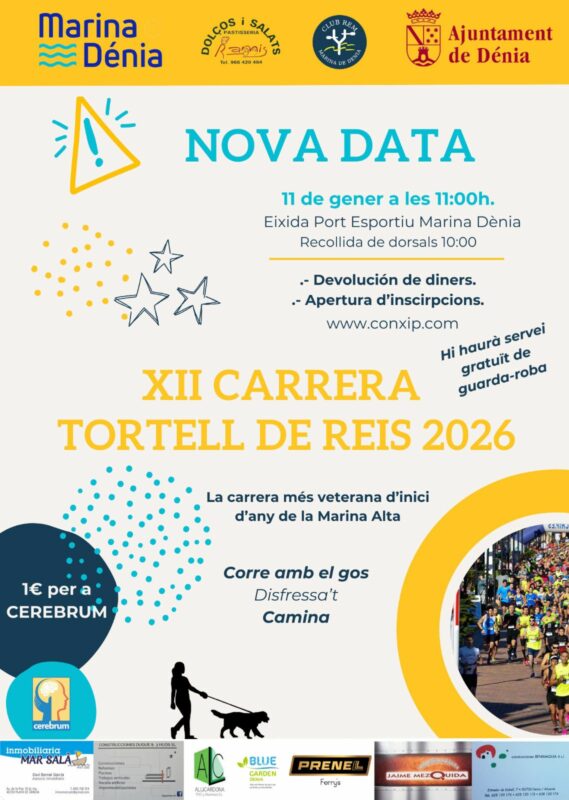 Cartel XII Carrera Tortell de Reis 2026 en Dénia