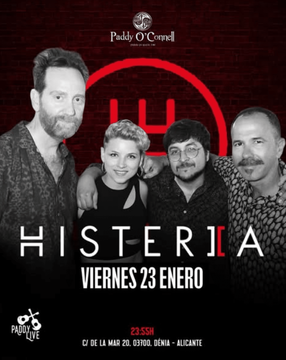 Concierto de Histeria en Paddy O’Connell Dénia