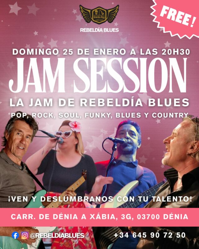 Cartel evento musical Jam Session en Dénia