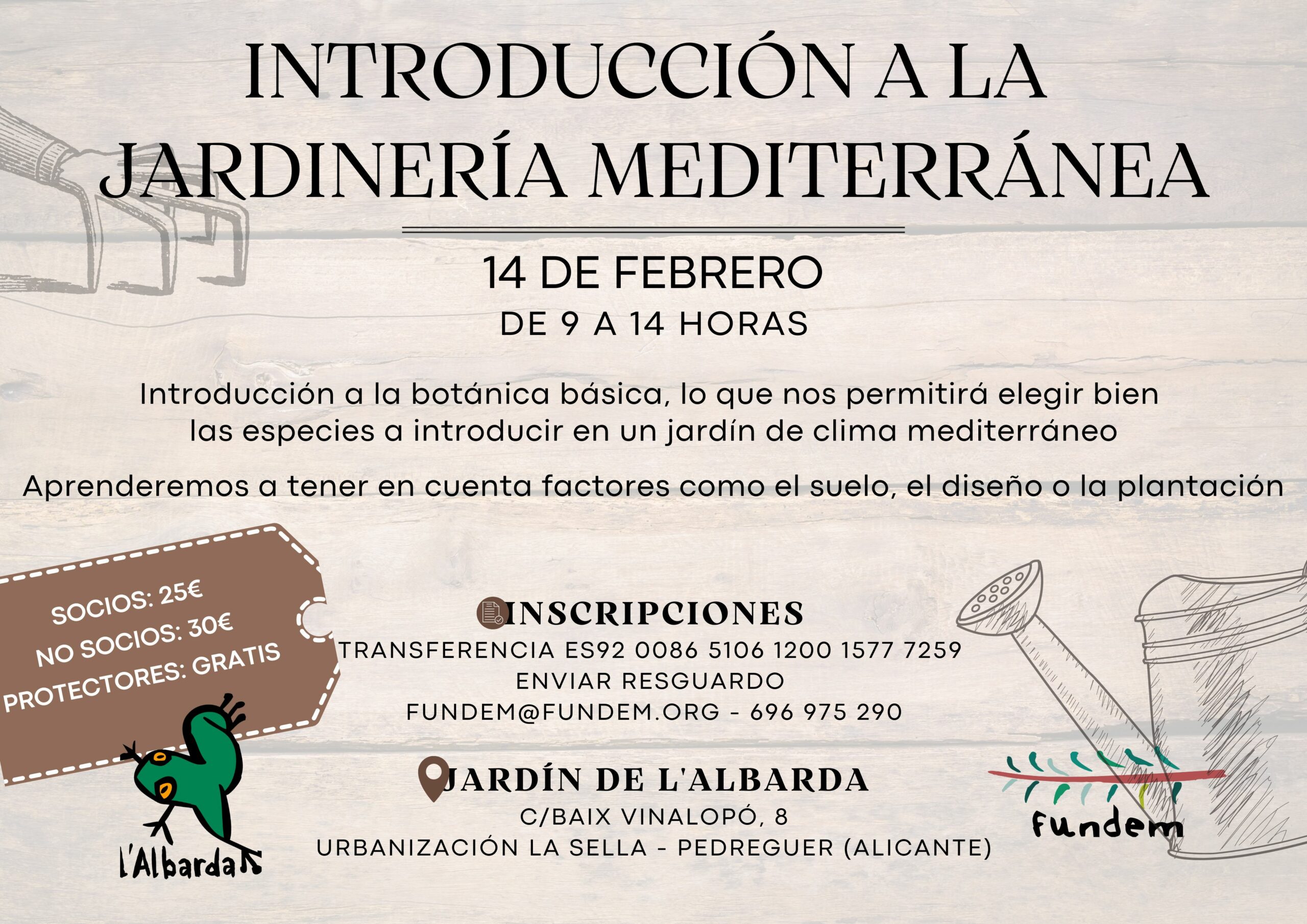 Cartel curso introducción a la jardinería mediterránea
