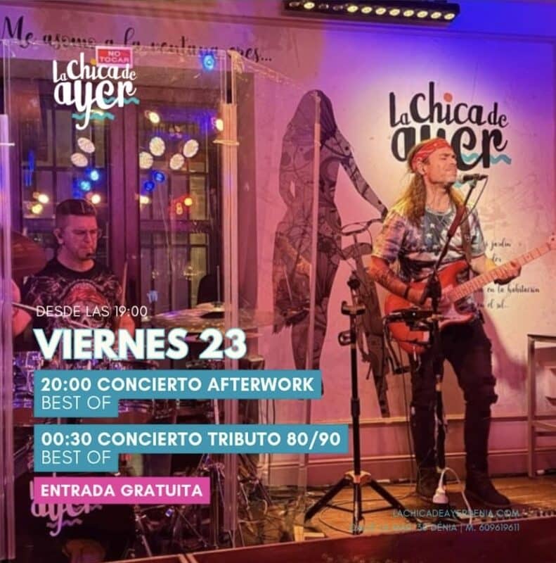 Concierto tributo años 80 y 90 en La Chica de Ayer
