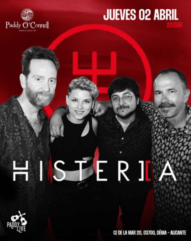 Cartel concierto Histeria en Paddy O’Connell