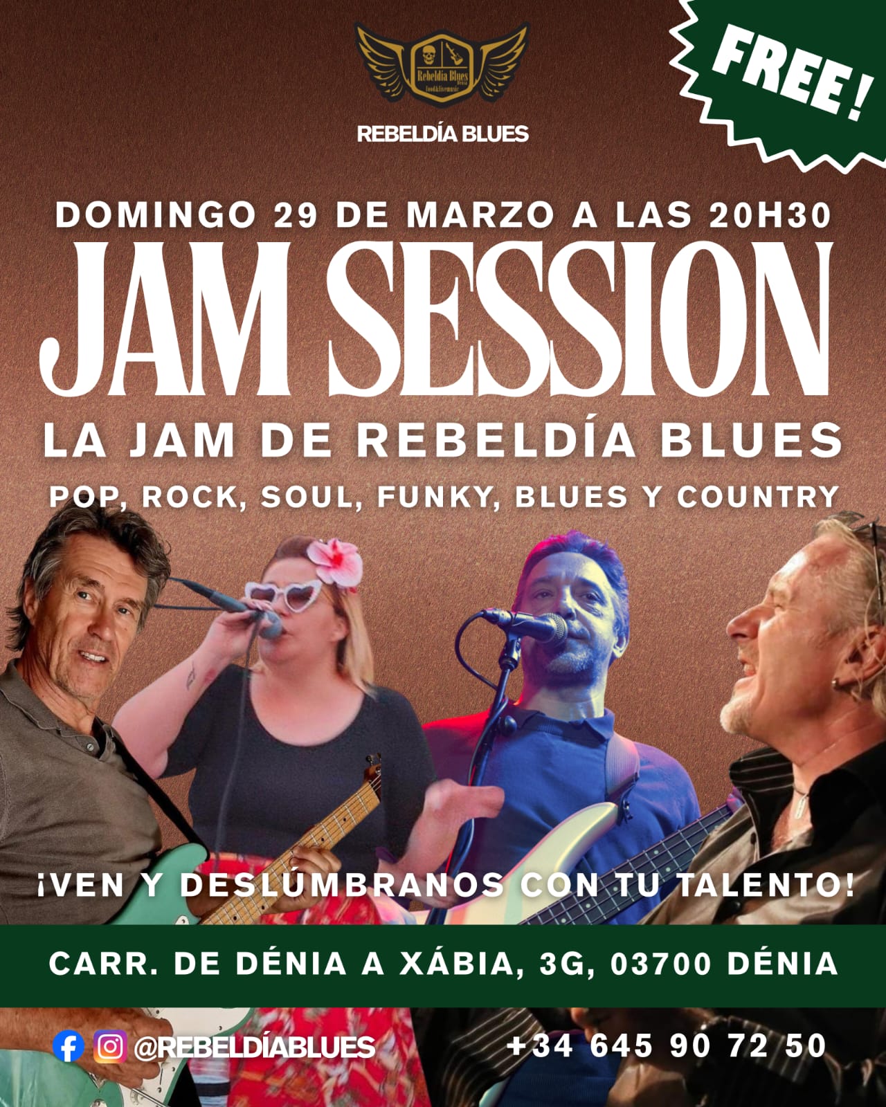 Cartel Jam Session en Rebeldía Blues Dénia