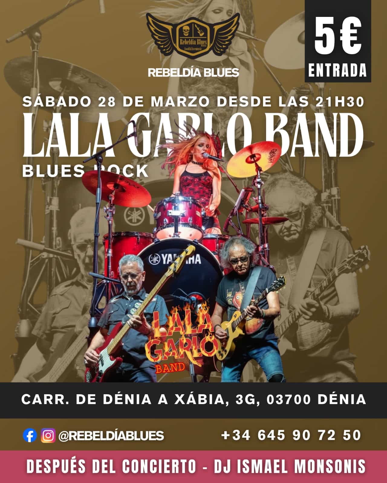 Cartel concierto Lala Garlo Band en Rebeldía Blues