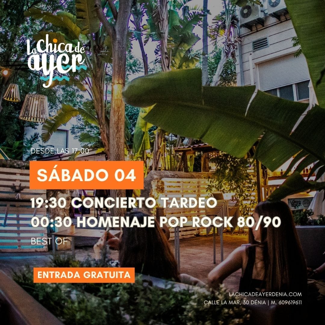 Cartel concierto tardeo en terraza tropical