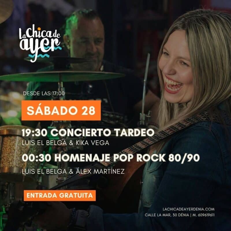 Cartel concierto pop rock en La Chica de Ayer