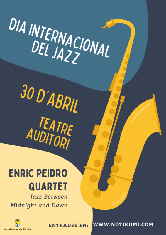 Cartel Día Internacional del Jazz con saxofón