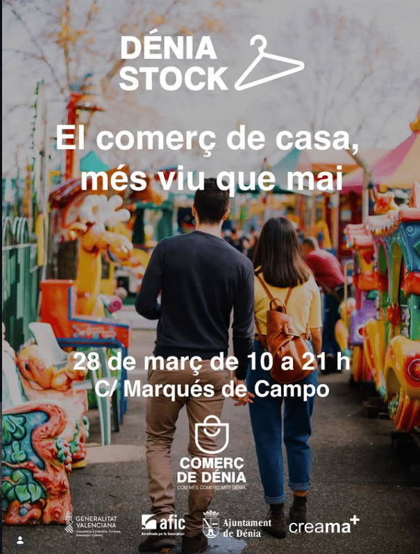 Cartel Dénia Stock con pareja en feria