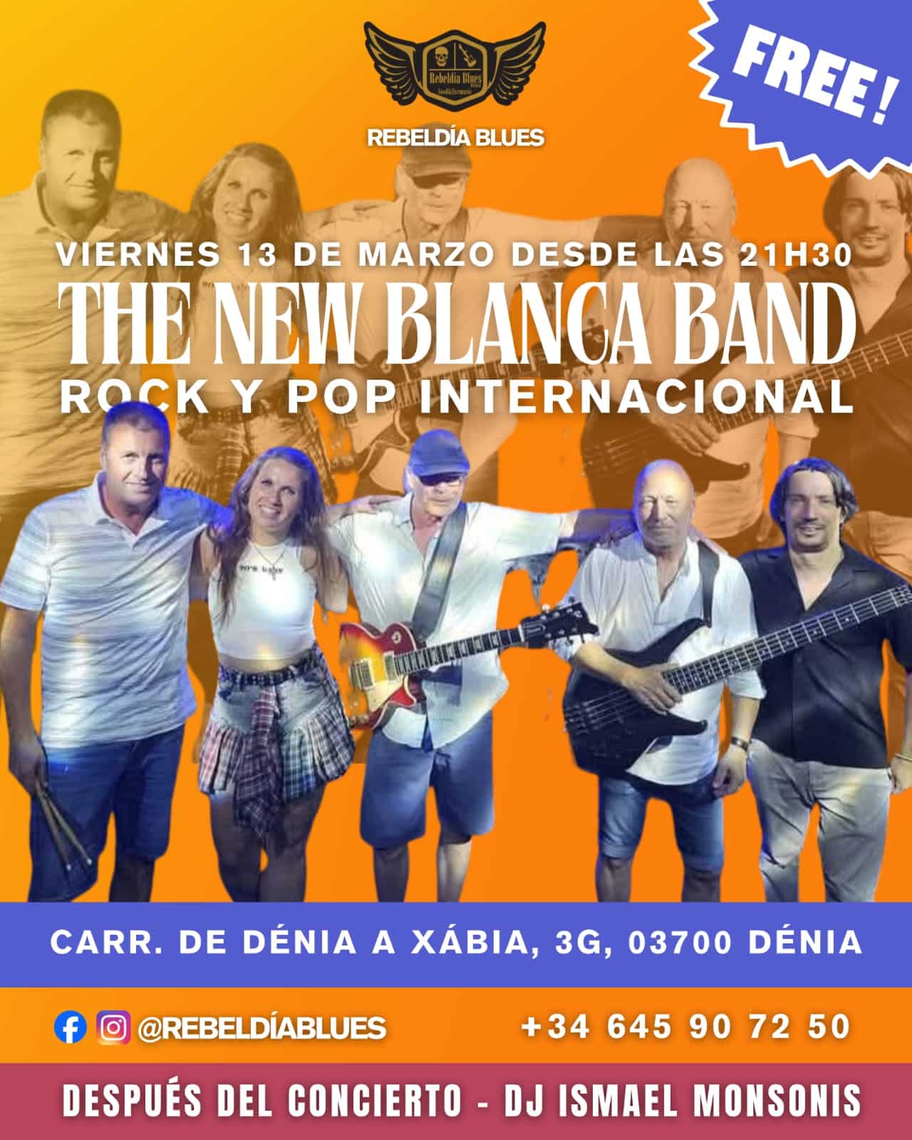 Cartel concierto The New Blanca Band en Dénia