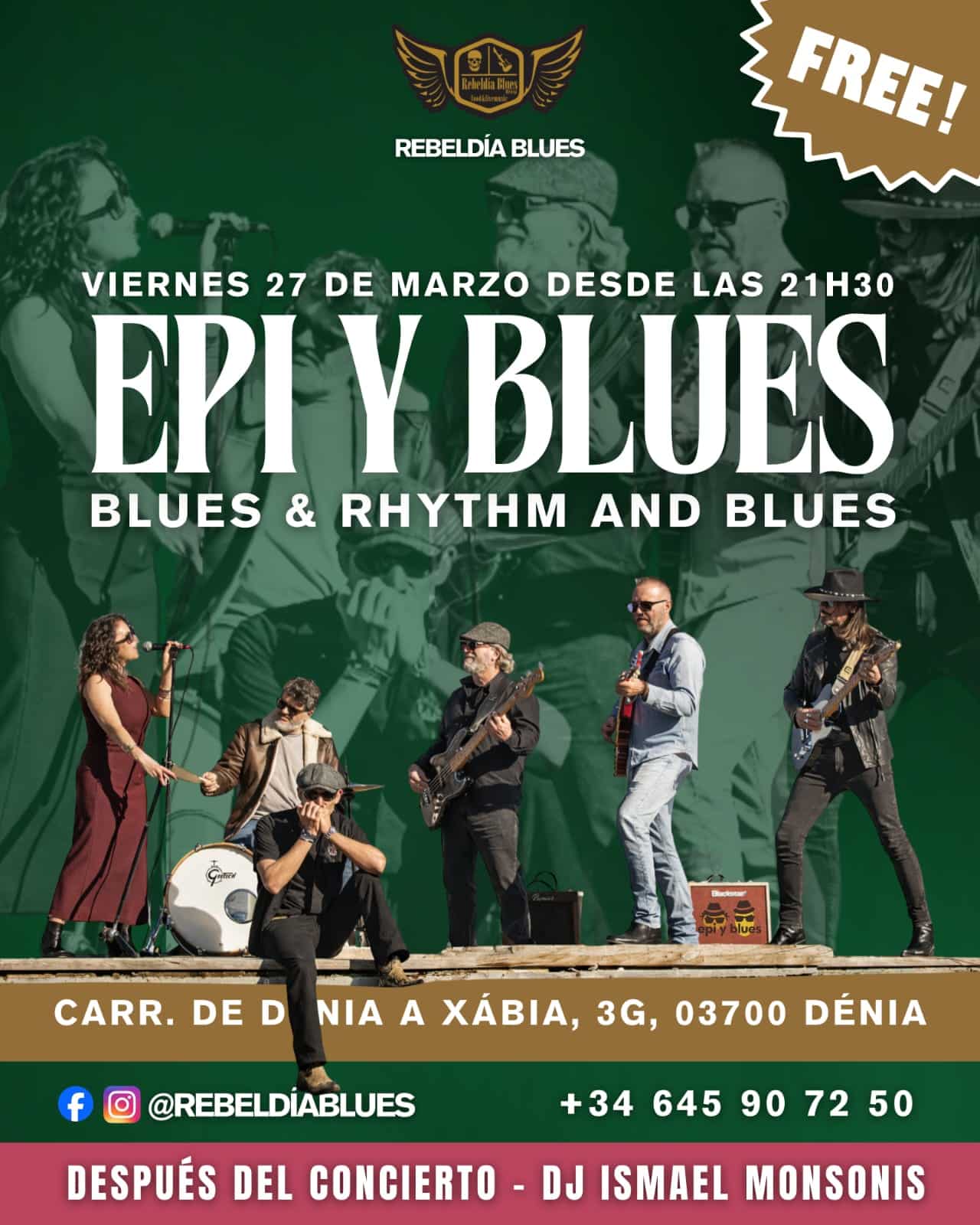 Cartel concierto Epi y Blues en Dénia