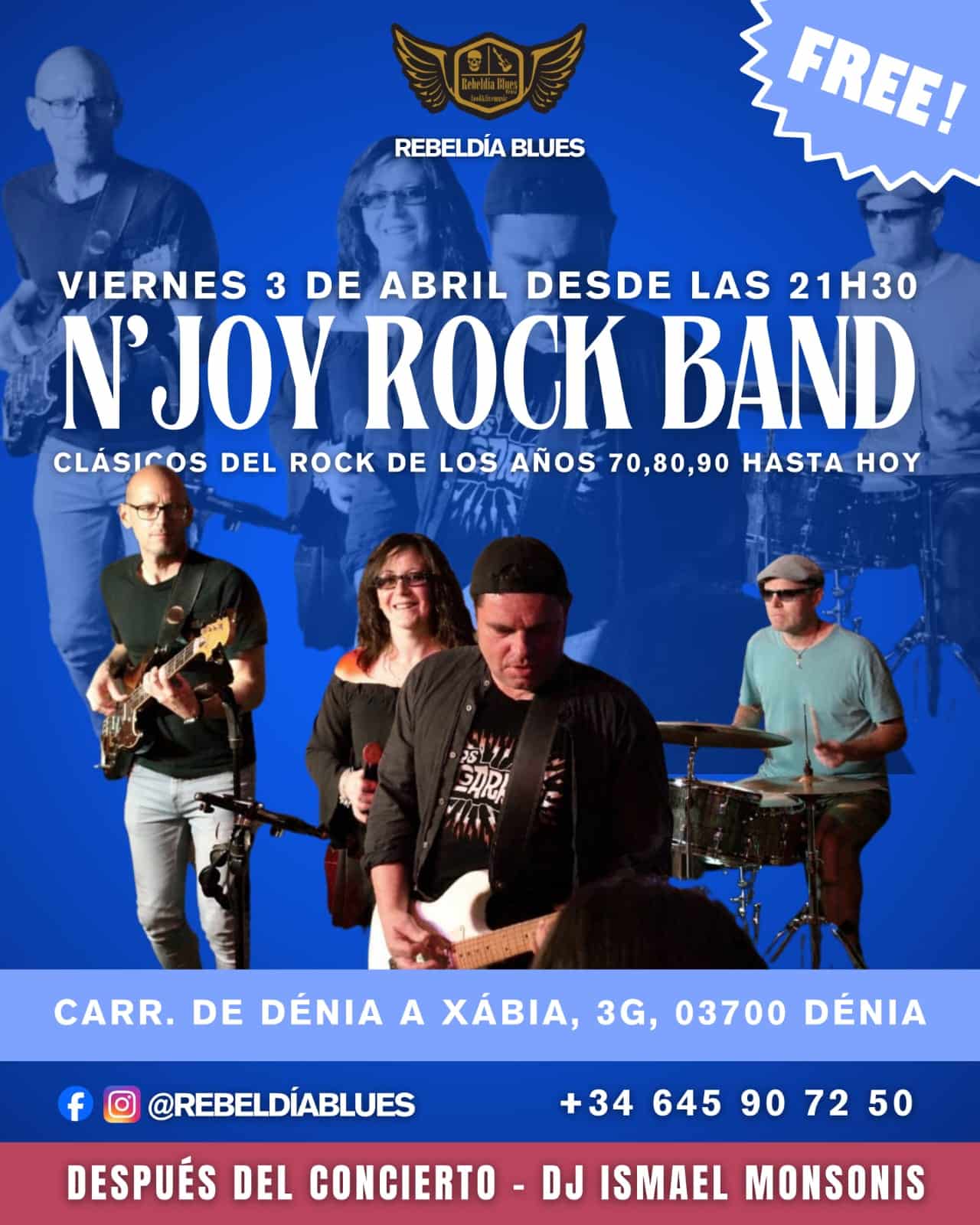 Cartel concierto N’Joy Rock Band en Dénia