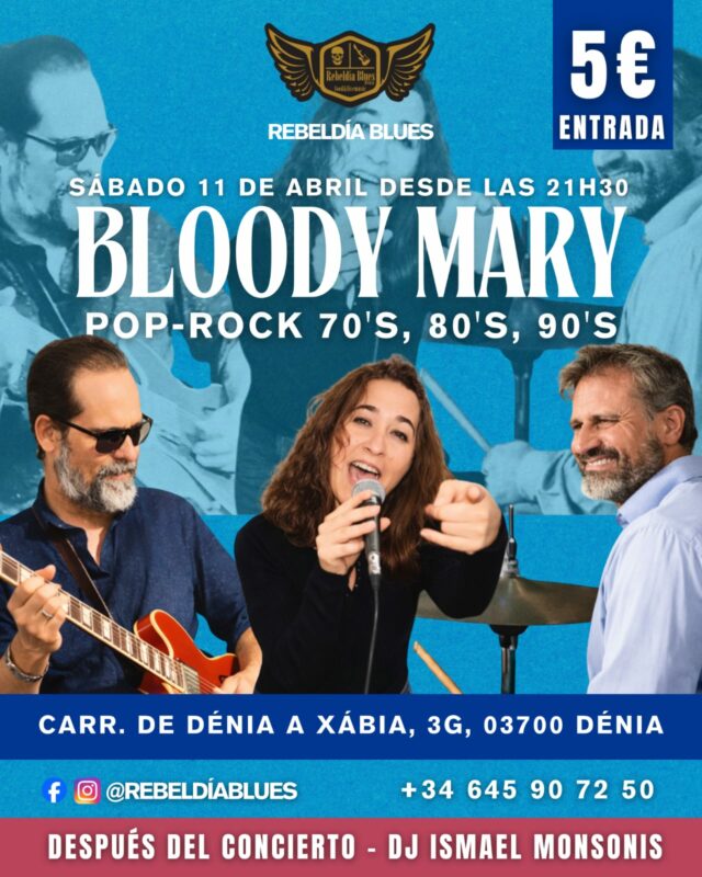 Cartel concierto Bloody Mary en Rebeldía Blues