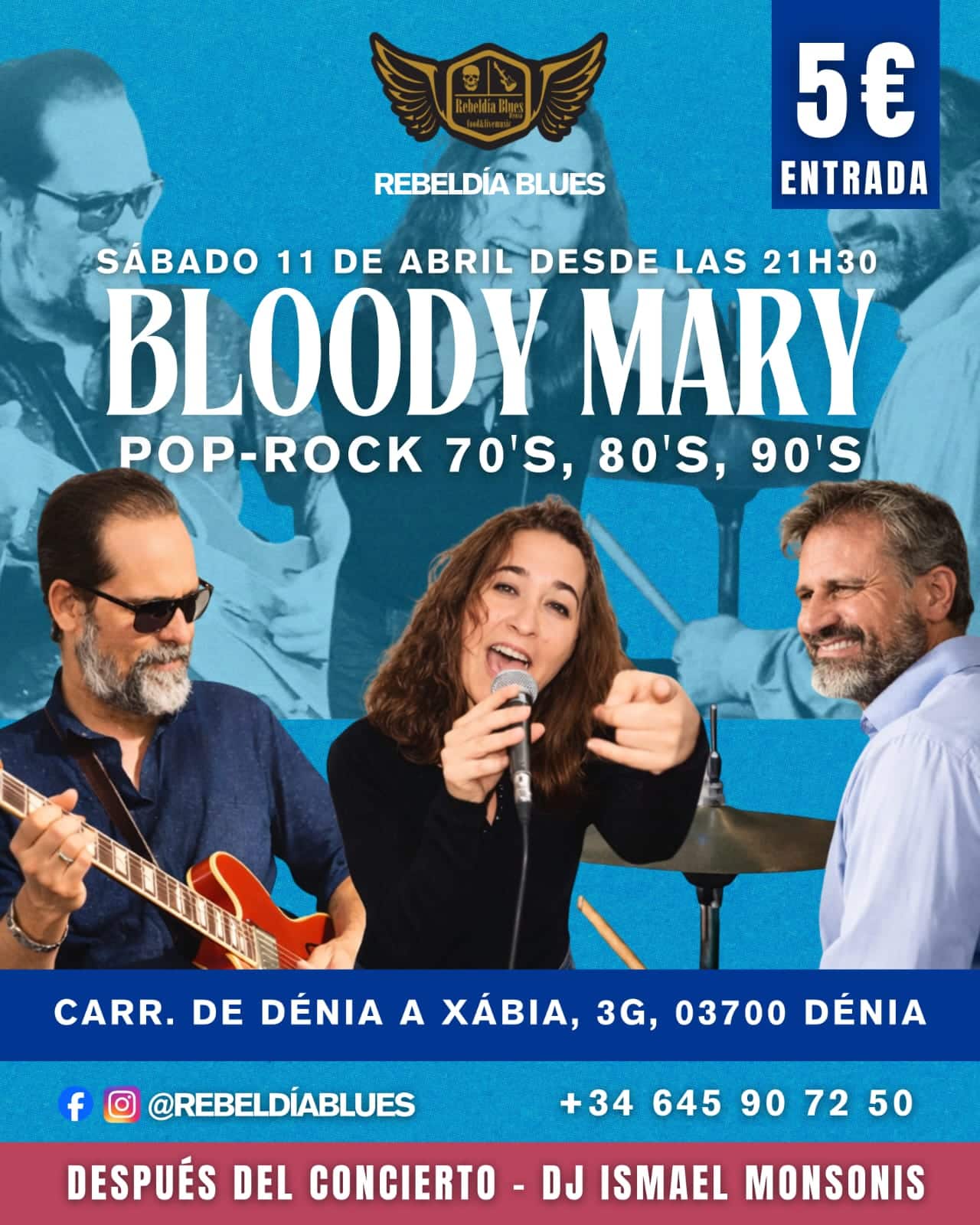 Cartel concierto Bloody Mary en Rebeldía Blues