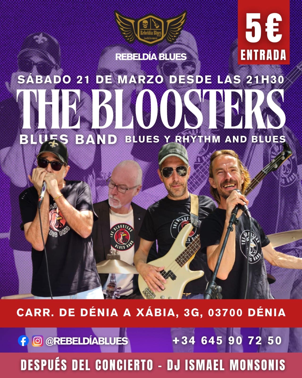 Cartel concierto The Bloosters en Rebeldía Blues