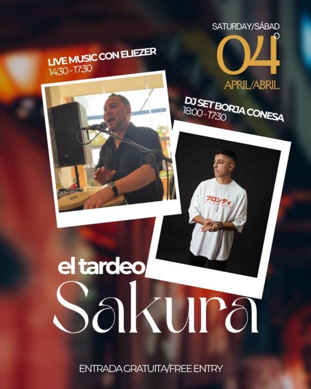 Cartel evento Tardeo Sakura con música en vivo