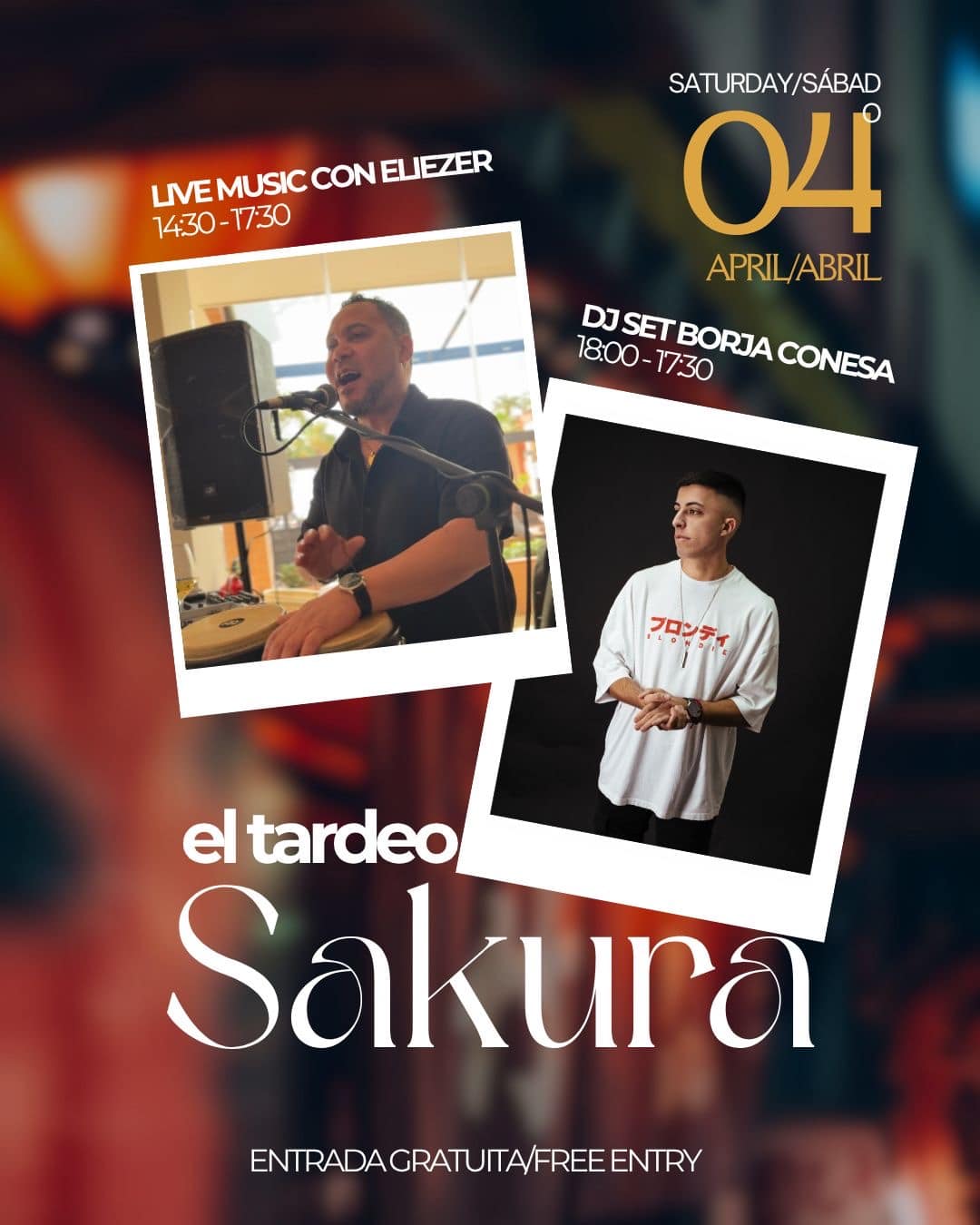 Cartel evento Tardeo Sakura con música en vivo