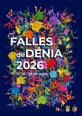 Cartel Falles de Dénia 2026 con pintura colorida