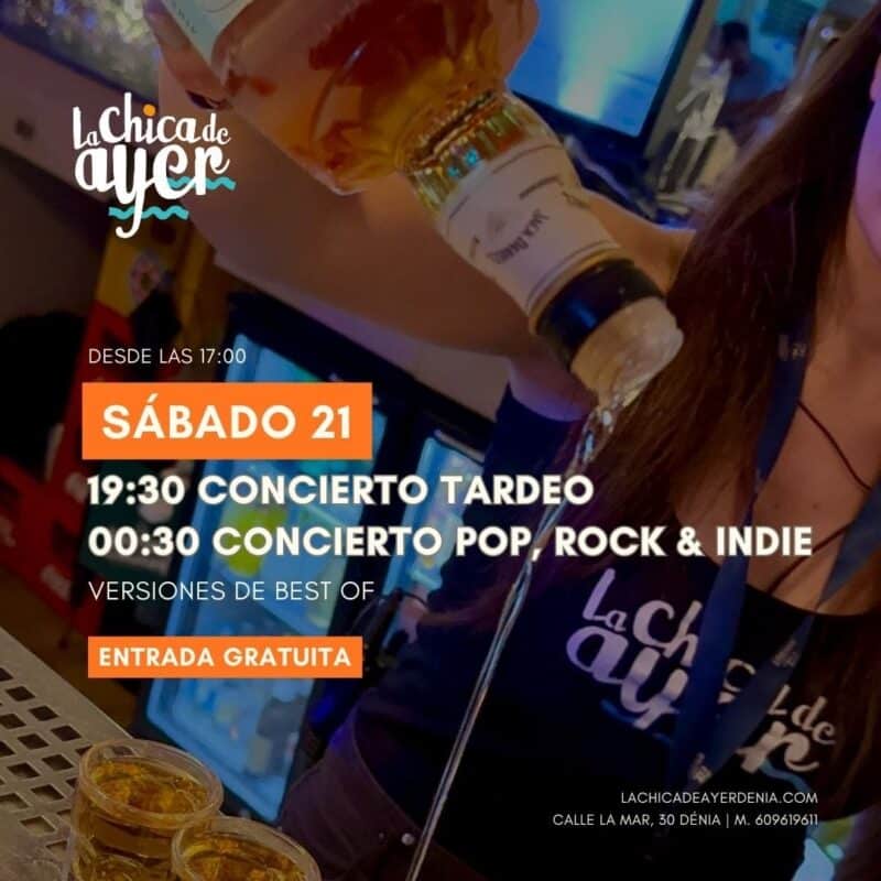 Bartender sirviendo bebida en concierto en La Chica de Ayer