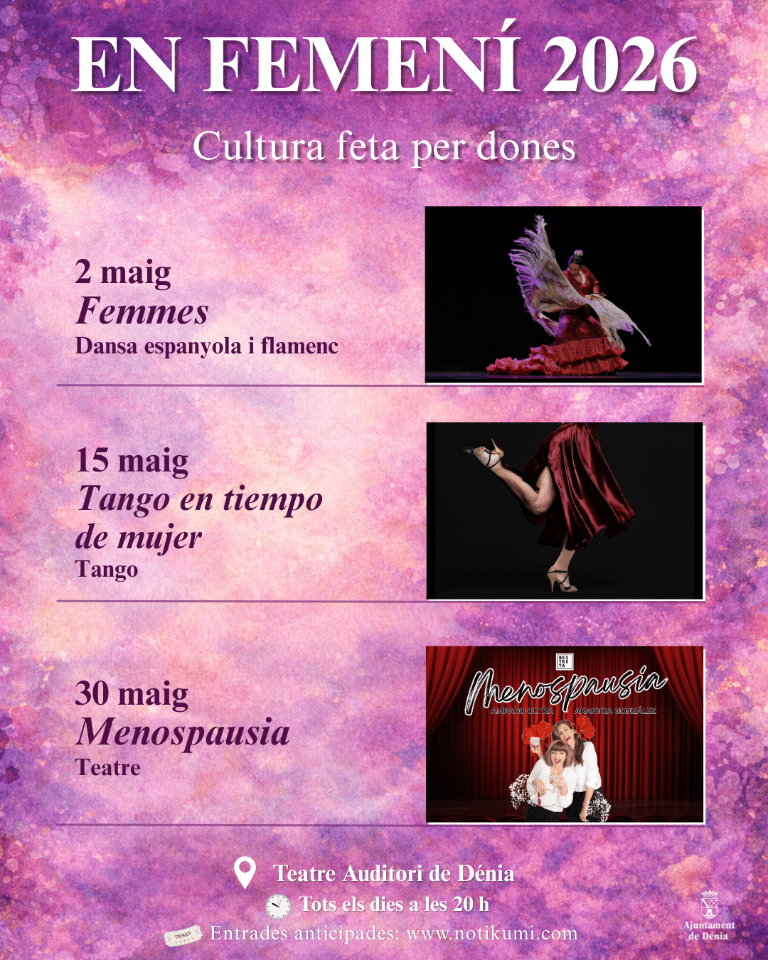Cartel cultural En Femení 2026 en Dénia