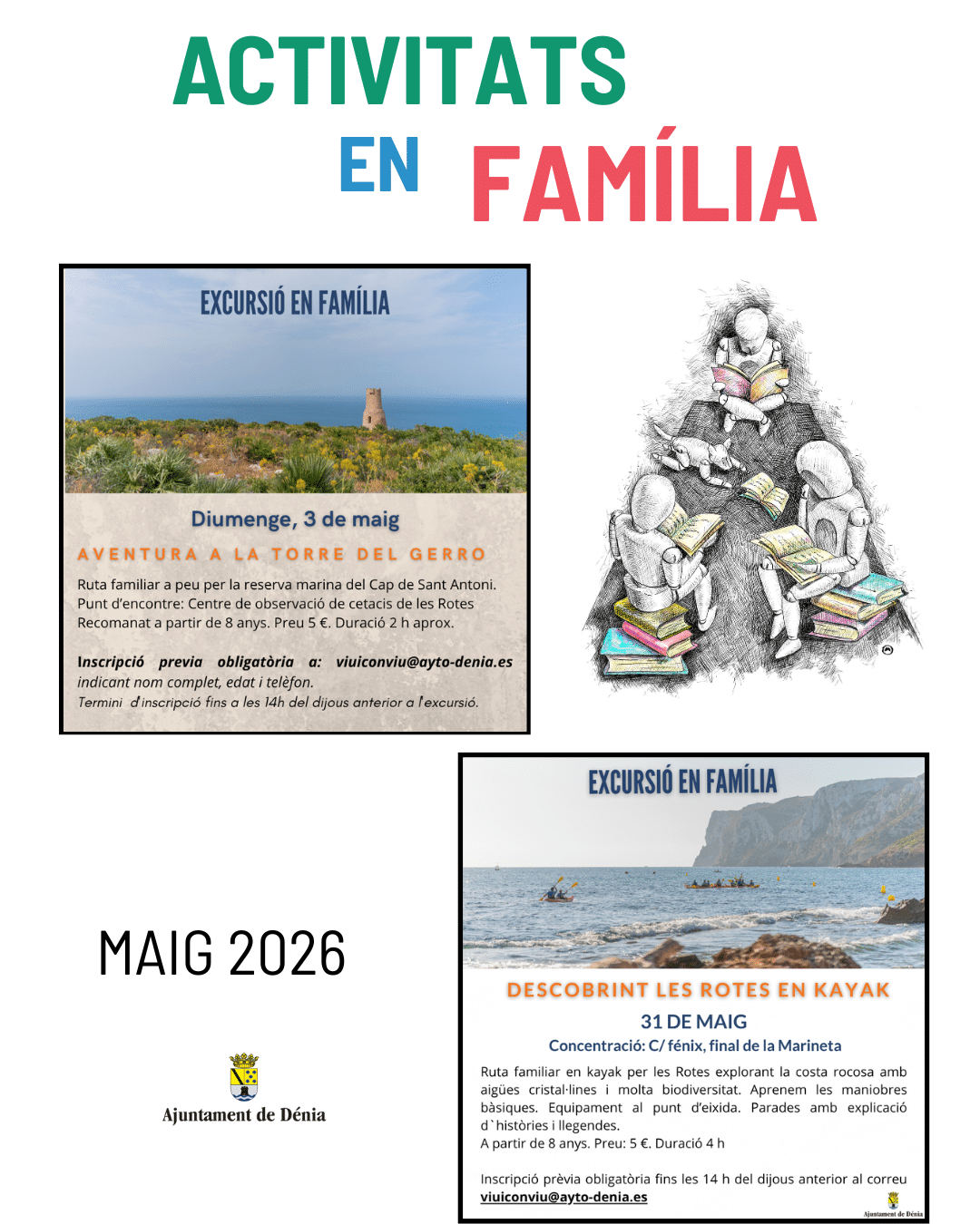 Cartel de actividades familiares en Dénia, mayo 2026