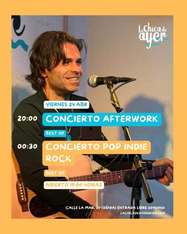 Cantante con guitarra en concierto afterwork